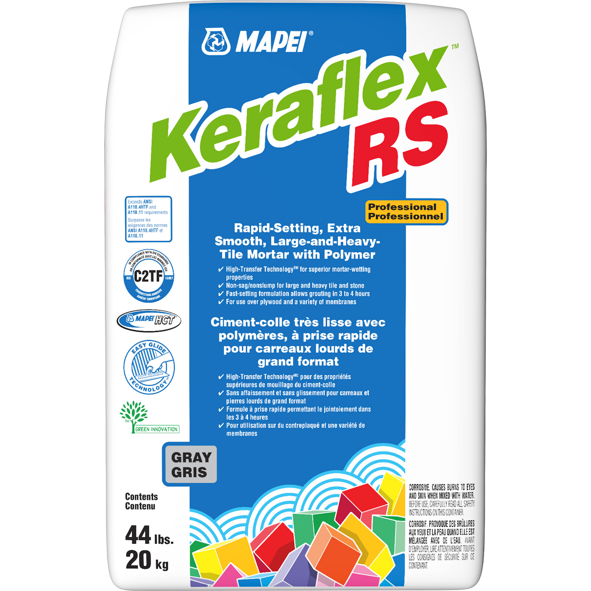 Mapei Keraflex RS Extra Smooth Mortar for Large Format Heavy Tiles, Grey - 44 lb