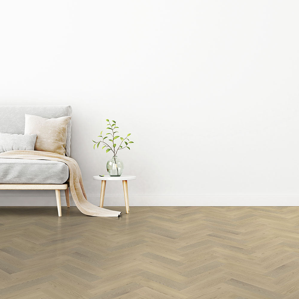 Engineered White Oak Herringbone Wood 1/2'' Matte