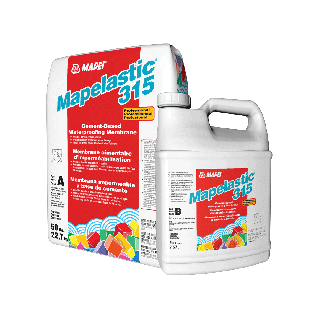 Mapei Mapelastic 315 Cementitious membrane for crack isolation and waterproofing