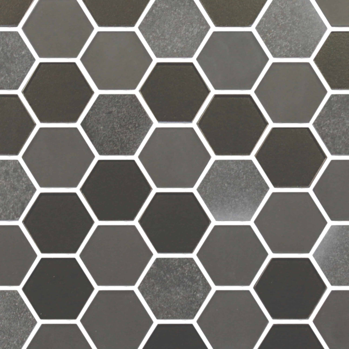 Mosaïque Hexagone Céramique Beige/noir - Non Vitré - Lot De 10 Plaques - 11A-0113-R10_f
