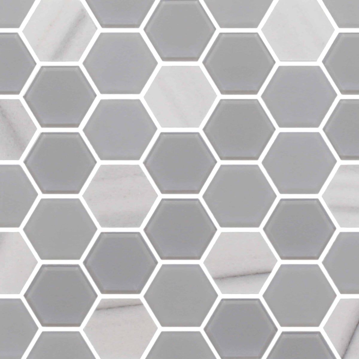 Mosaïque Hexagone Céramique Beige/noir - Non Vitré - Lot De 10 Plaques - 11A-0113-R10_f
