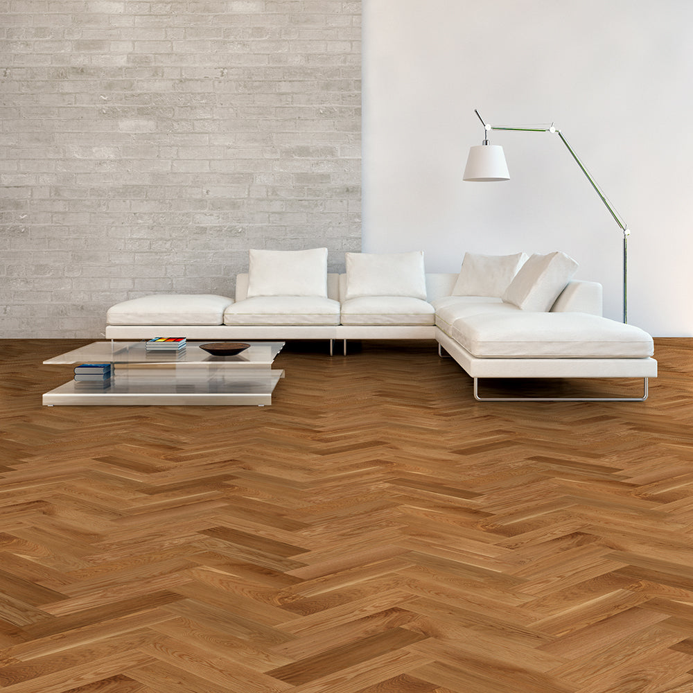 Bois Herringbone Chêne Blanc Ingénierie 1/2''Satiné