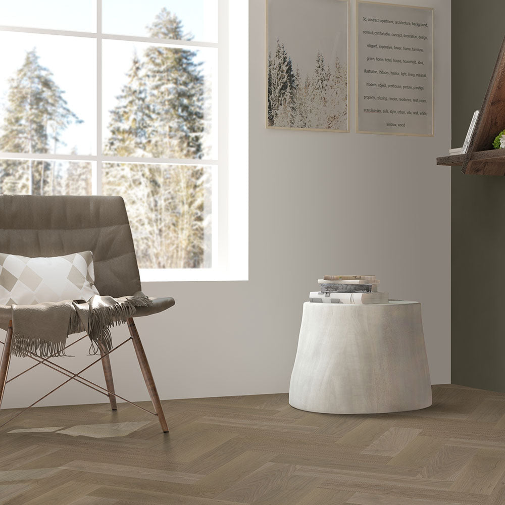 Bois Herringbone Chêne Blanc Ingénierie 1/2''Intact